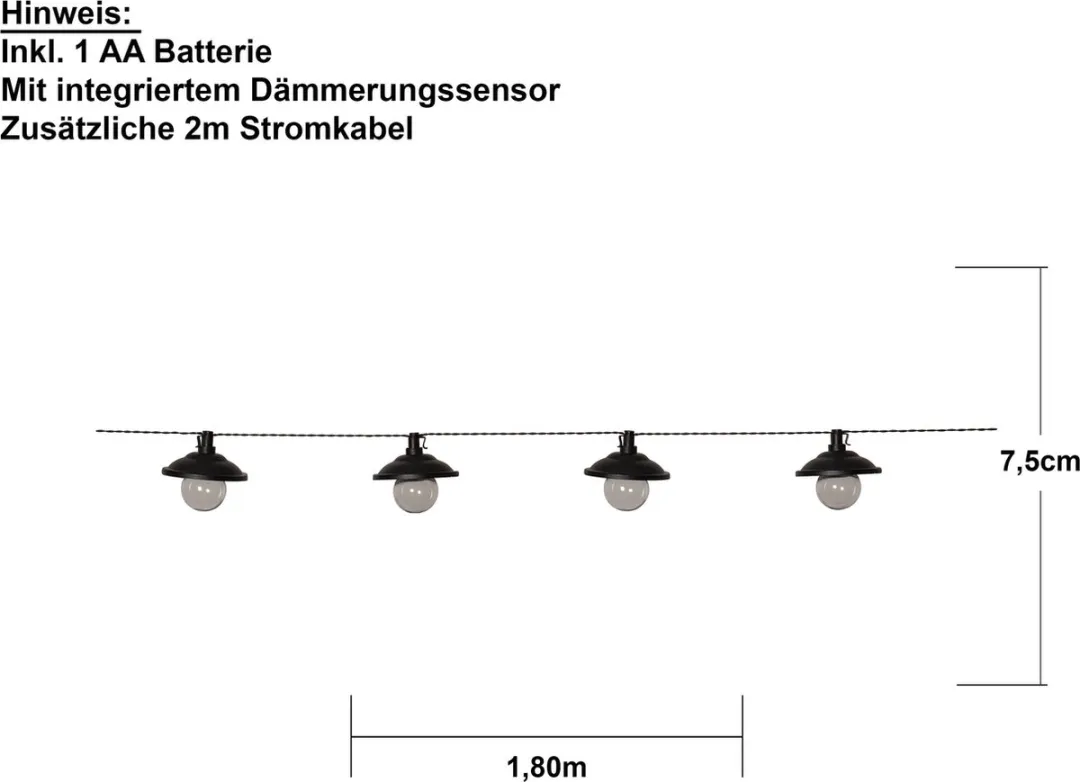 Star Trading Solar Lichtketting Globe Shade 180cm - 10 Leds - Warm wit