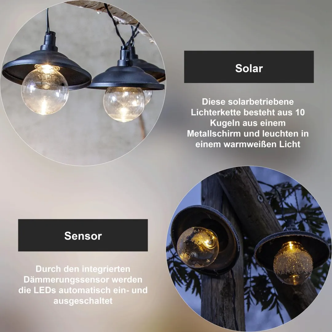 Star Trading Solar Lichtketting Globe Shade 180cm - 10 Leds - Warm wit