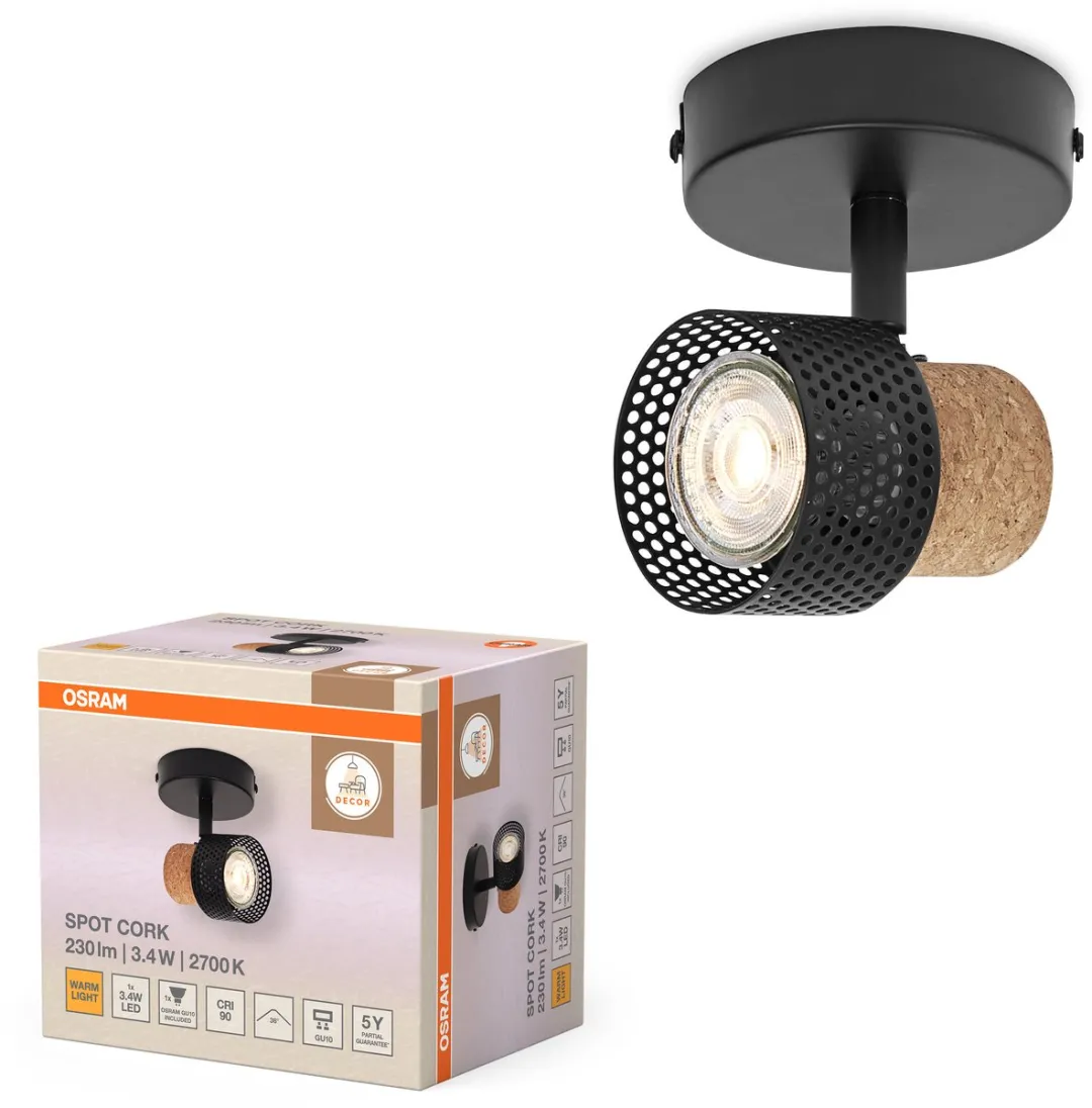 Osram Decor Spot Cork GU10 - 3,4W 230lm Warm Wit - Zwart