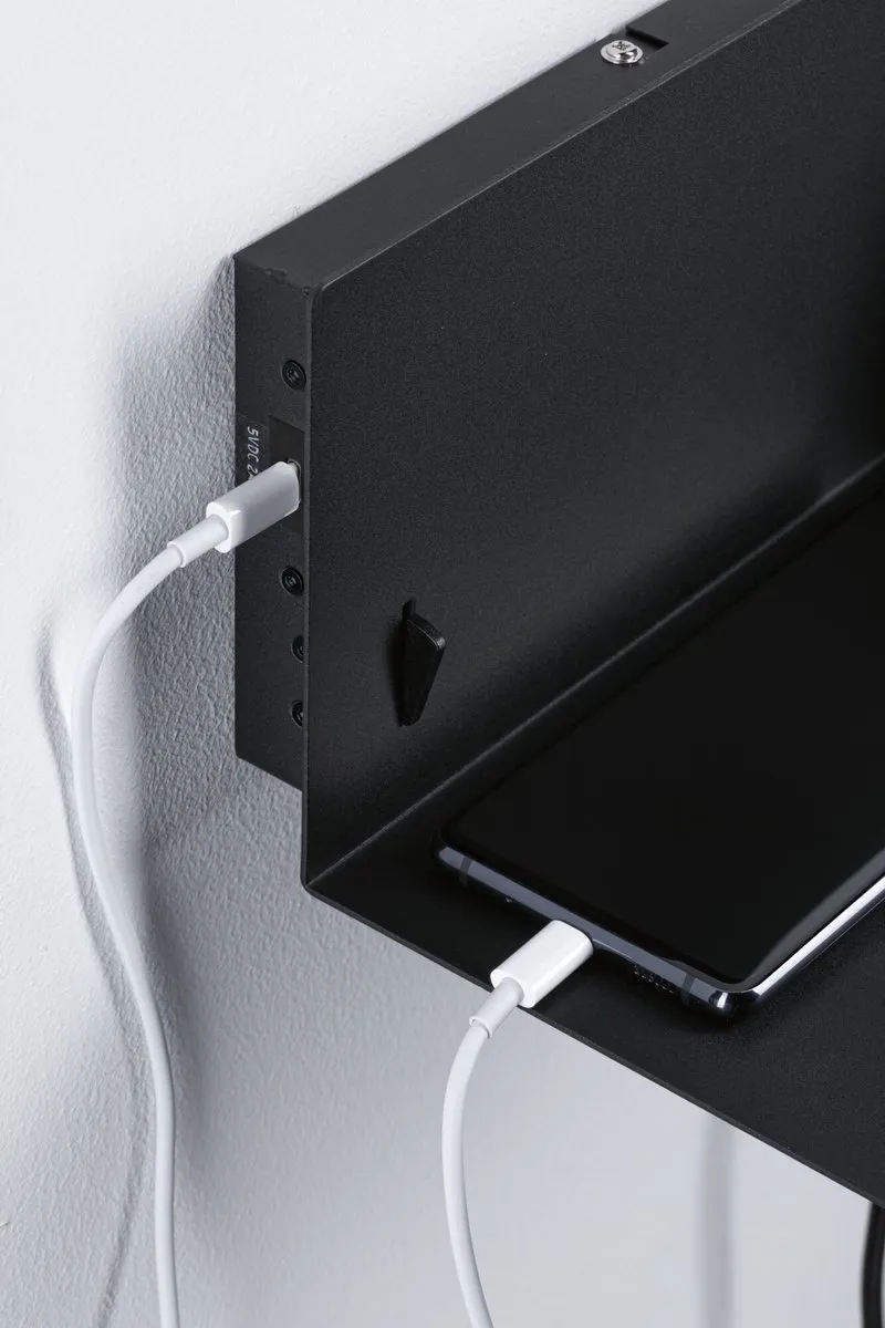 Paulmann Devara Wandlamp USB-C E27 110lm - Zwart mat