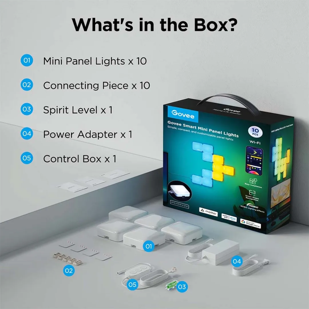 Govee Smart Mini Panel Lights 10 Stuks - Wit