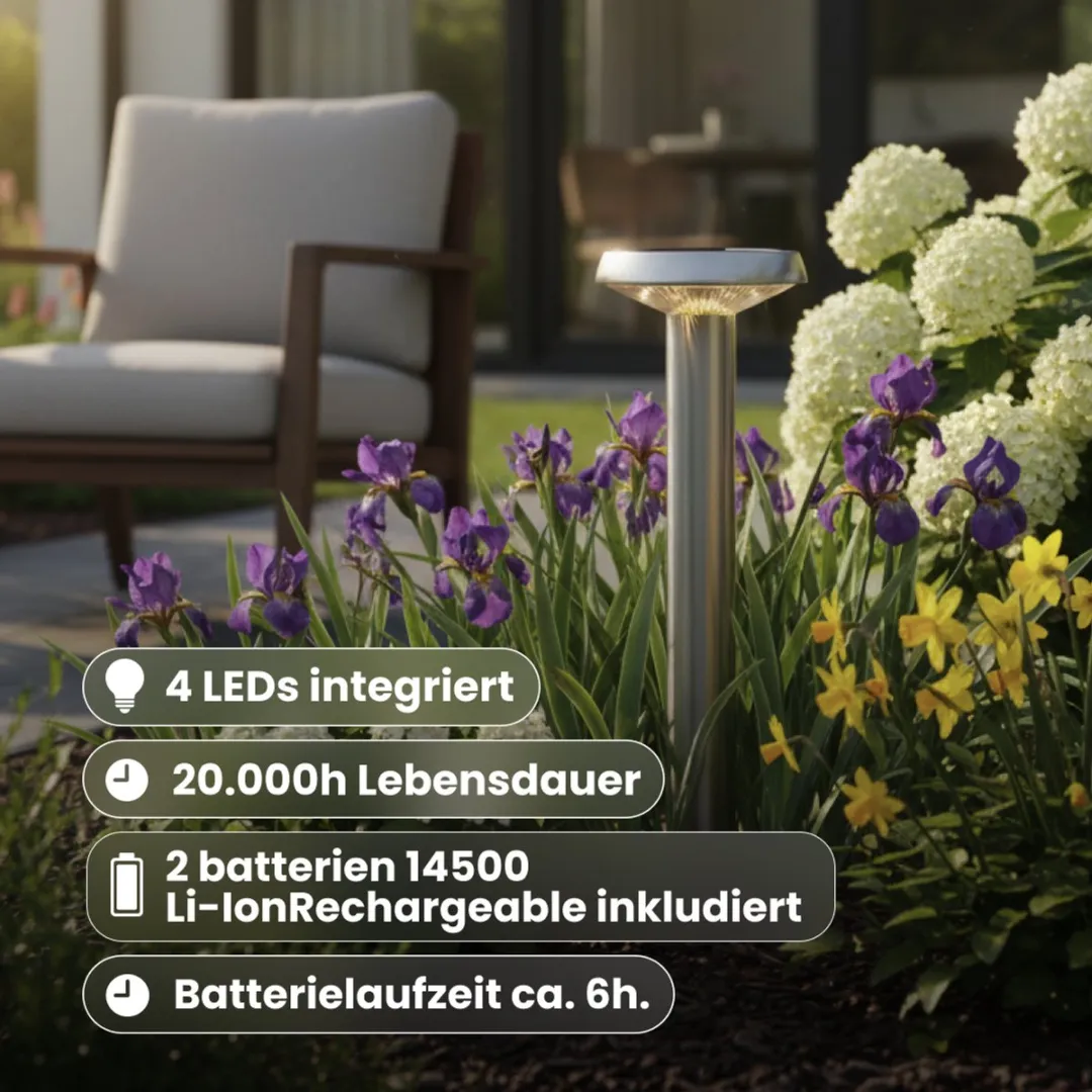Star Trading Sevilla Solar LED Buitenlamp RVS - 2 Stuks - afbeelding 6 van 6