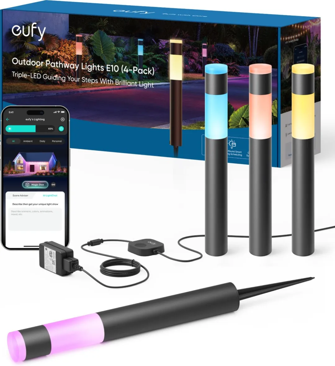 Eufy E10 Tuinpadverlichting RGBWW - 4 Stuks - 350 Lumen - IP65