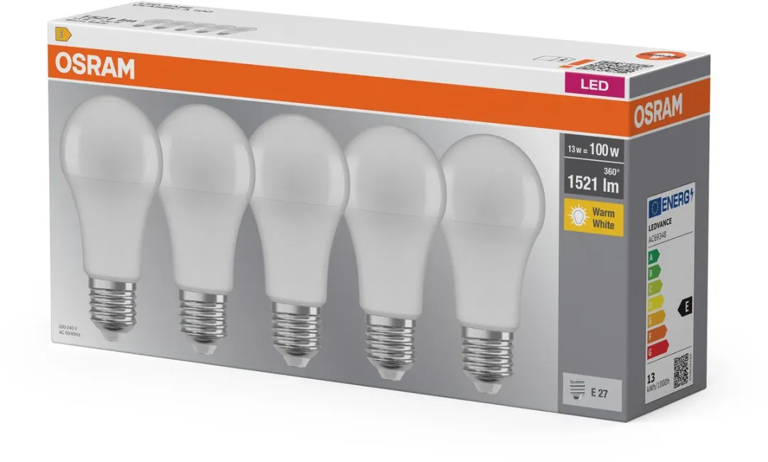 Osram LED Lampvoet Classic A100 13W E27 Mat - 2700K - 5 Stuks