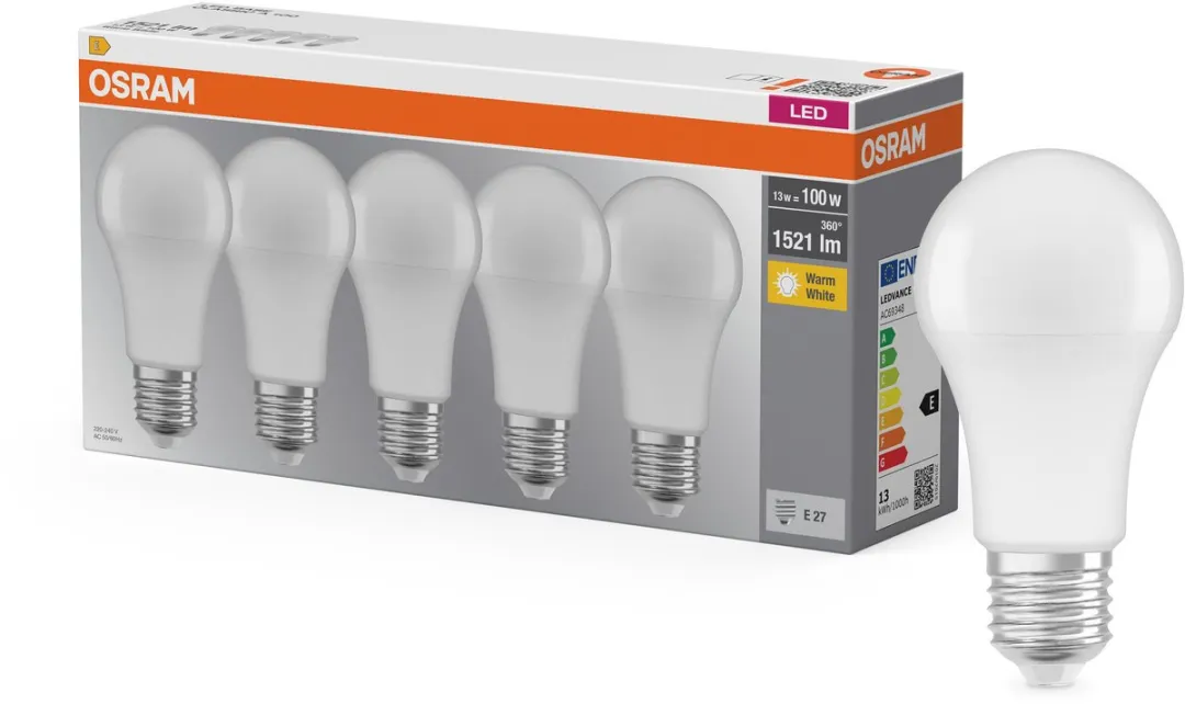 Osram LED Lampvoet Classic A100 13W E27 Mat - 2700K - 5 Stuks