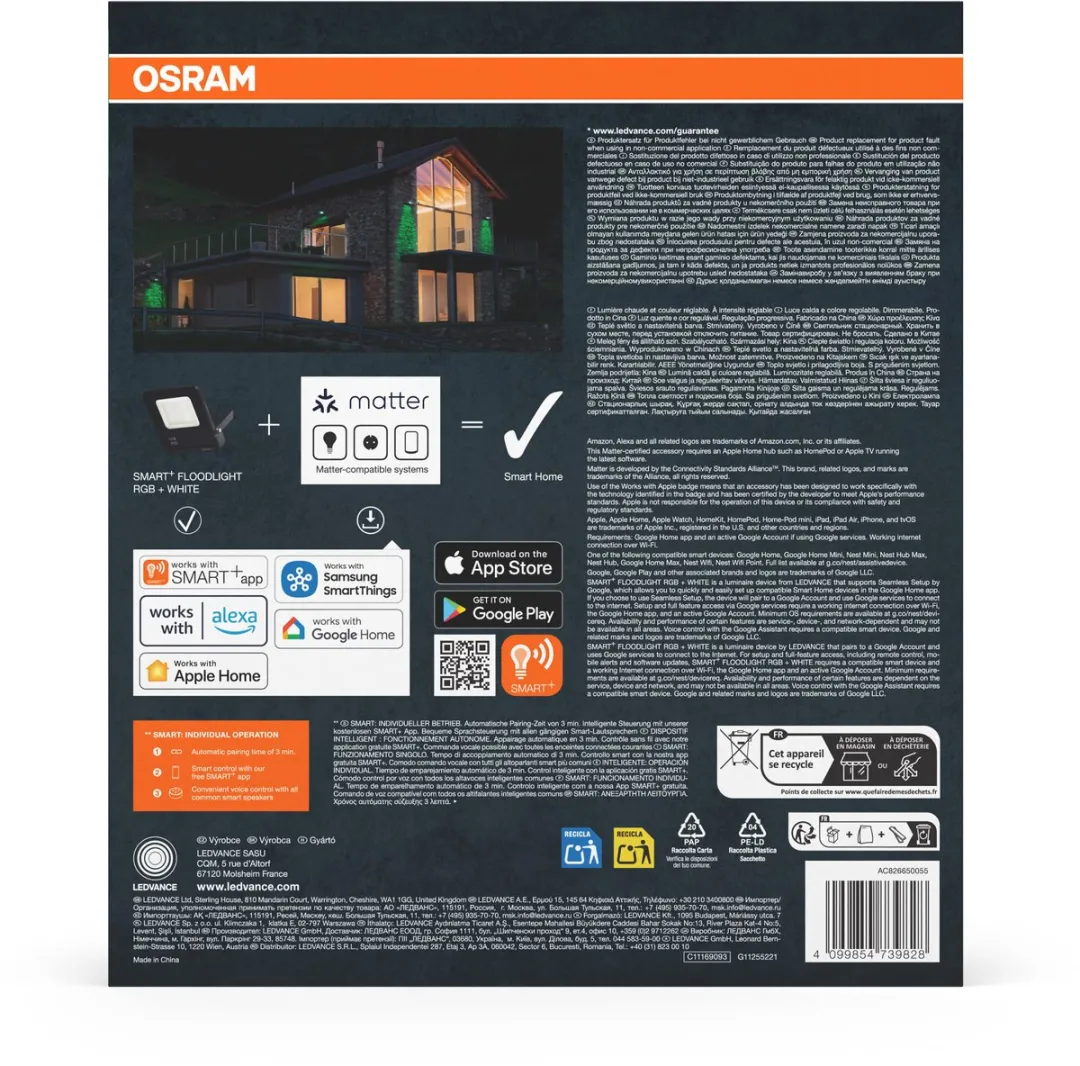 Osram SMART+ Matter Schijnwerper 10W RGBW - 800lm - IP65