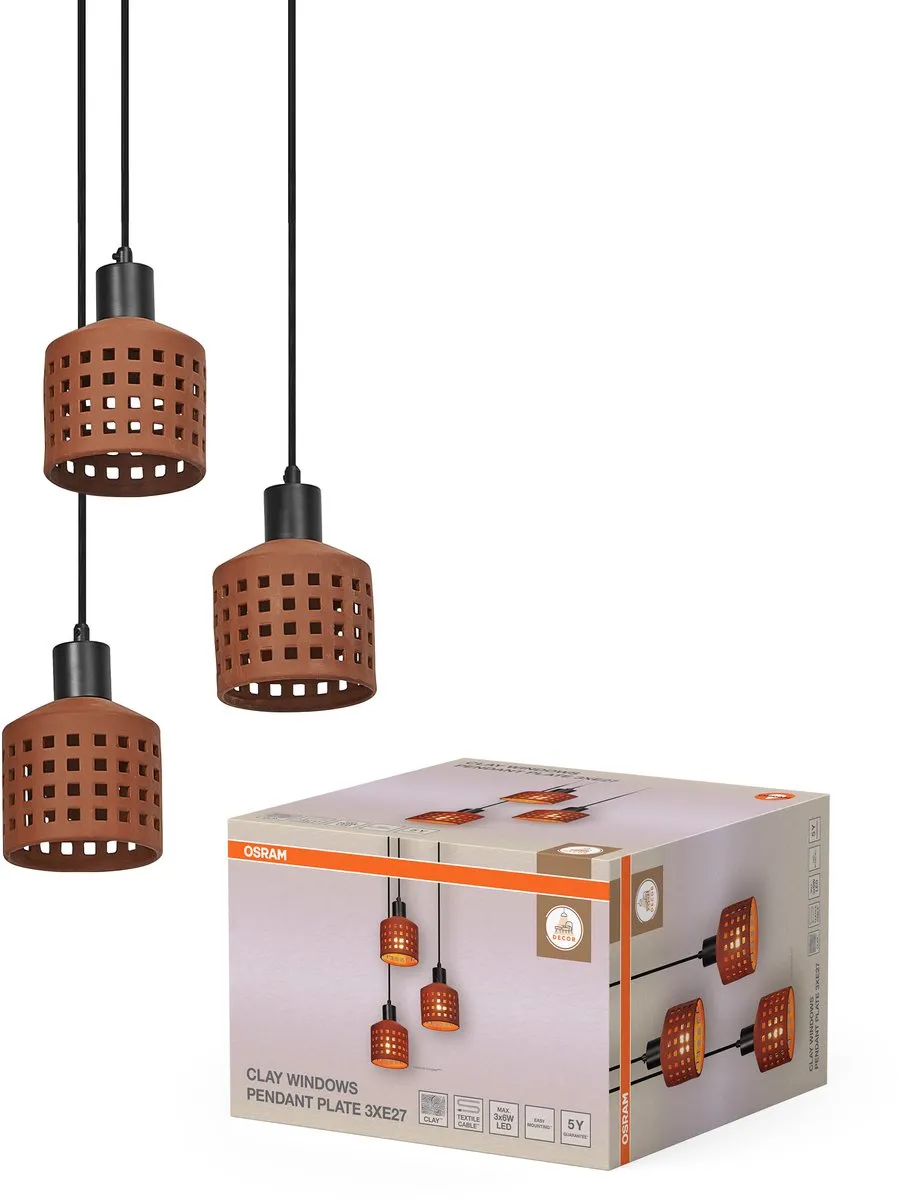 Osram Decor Clay Windows Pendant PL 3xE27 Bruin - 3 Lampen