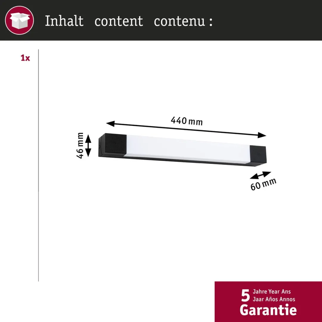 Paulmann Selection Bathroom LED-spiegellamp Quasar IP44 7,5W - Zwart