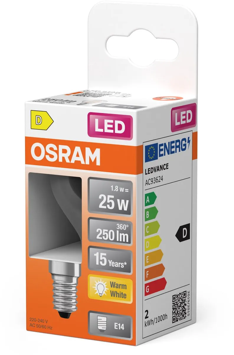 Osram LED Retrofit Classic P 1.8W E14 - 2700K - Helder