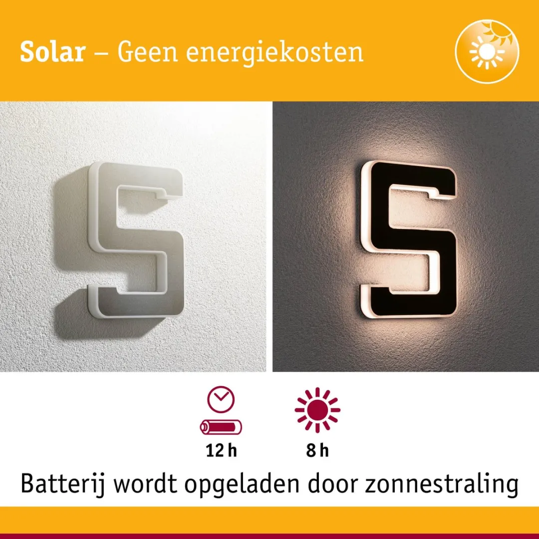 Paulmann Solar LED Huisnummerverlichting 6lm IP44 - Zwart - afbeelding 6 van 6