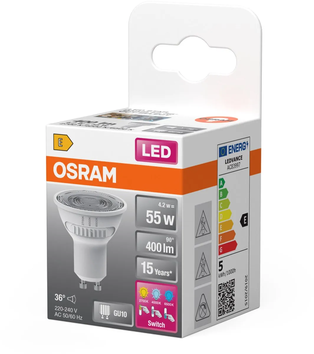 Osram LED Superstar Reflector Spot GU10 PAR16 4.2W 400lm - Warm wit 2700K