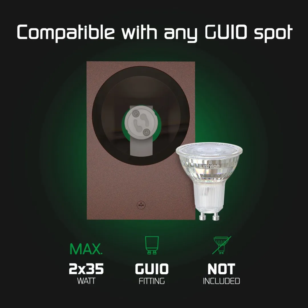 LEDVION Wandlamp Buiten Cube Roest - 2x GU10