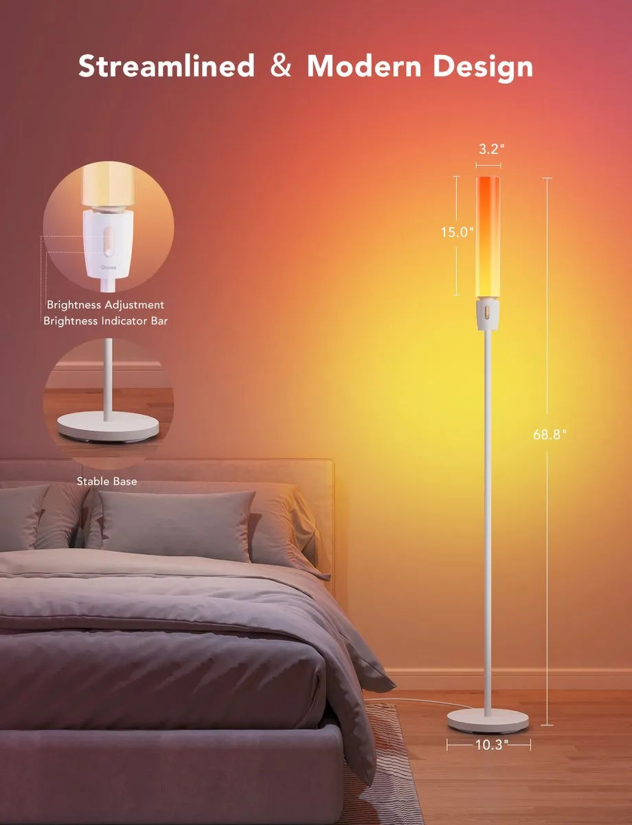 Govee RGBICWW Cilinder Staande Lamp - 24W - Wit