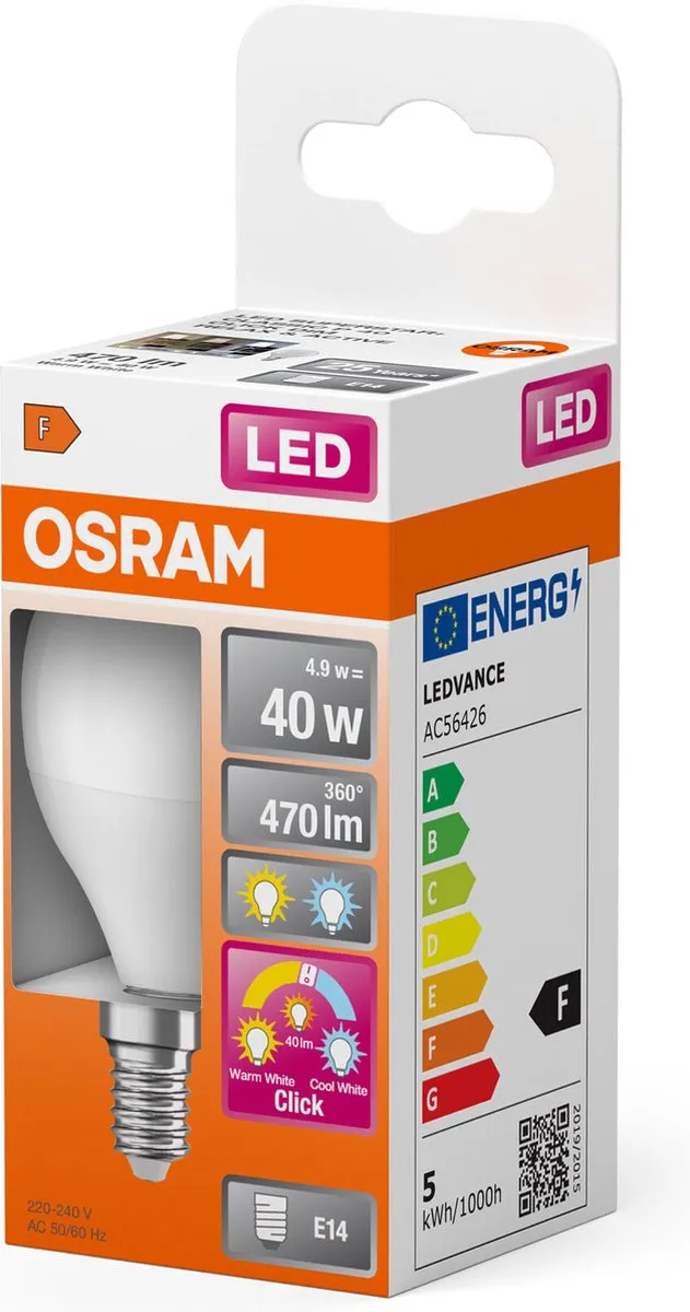 Osram LED Superstar Klassieke Minibol 4,9W E14 - 3 Lichtscènes - 3000K