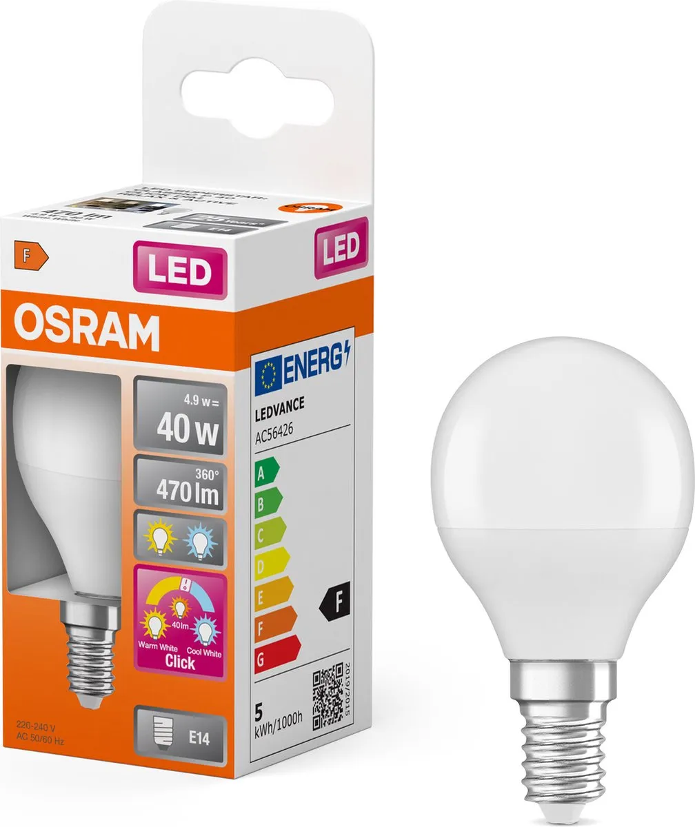 Osram LED Superstar Klassieke Minibol 4,9W E14 - 3 Lichtscènes - 3000K