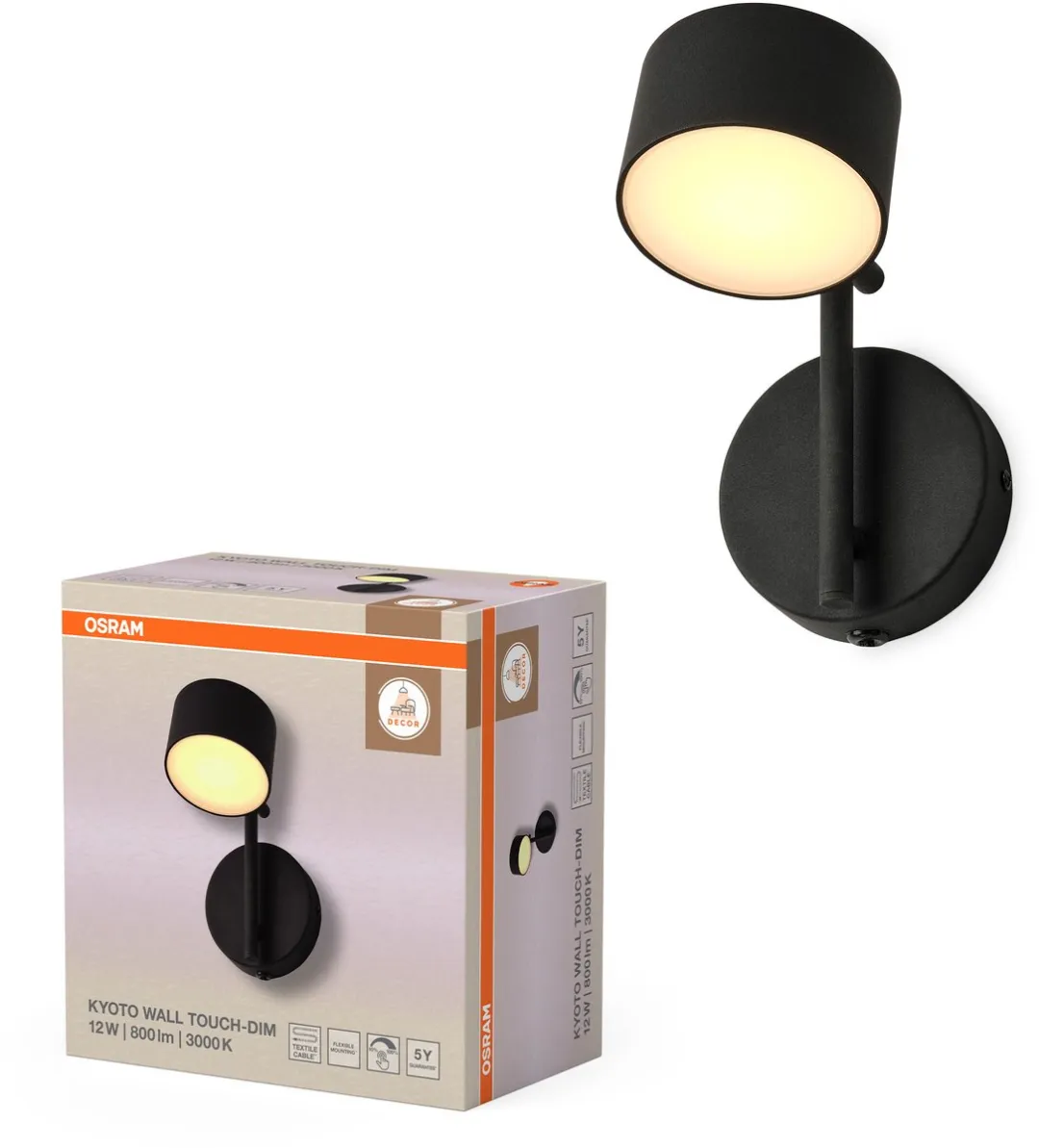 Osram Decor Kyoto LED Wandlamp 12W 3000K - Zwart