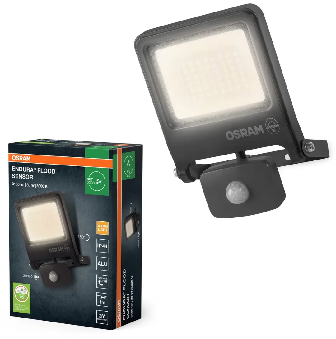 Osram Endura Flood Sensor 30W LED - 3000K 3000lm IP44