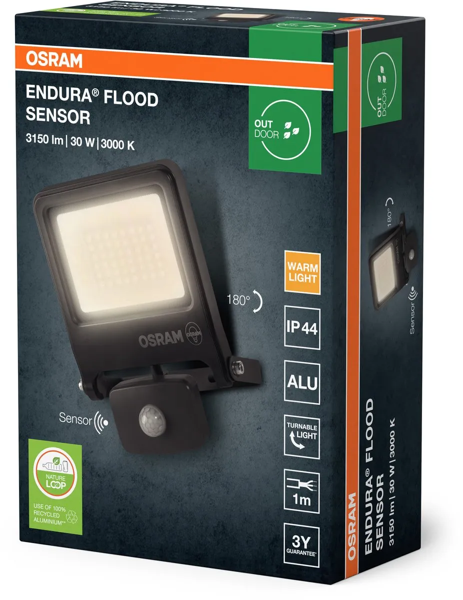 Osram Endura Flood Sensor 30W LED - 3000K 3000lm IP44 - afbeelding 6 van 6