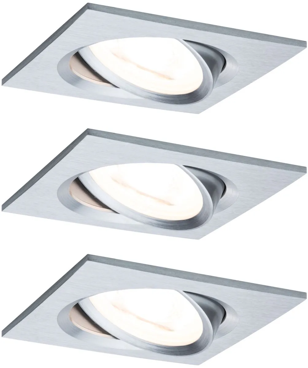 Paulmann Nova Basisset LED-inbouwlamp 3x6,5W 460lm 2700K - 84x84mm - Alu gedraaid