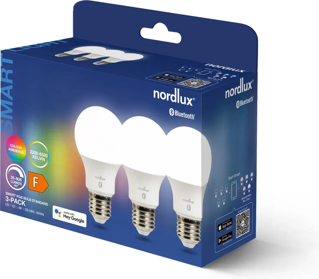 Nordlux A60 RGB Smart E27 - 4.7W - 3 Stuks