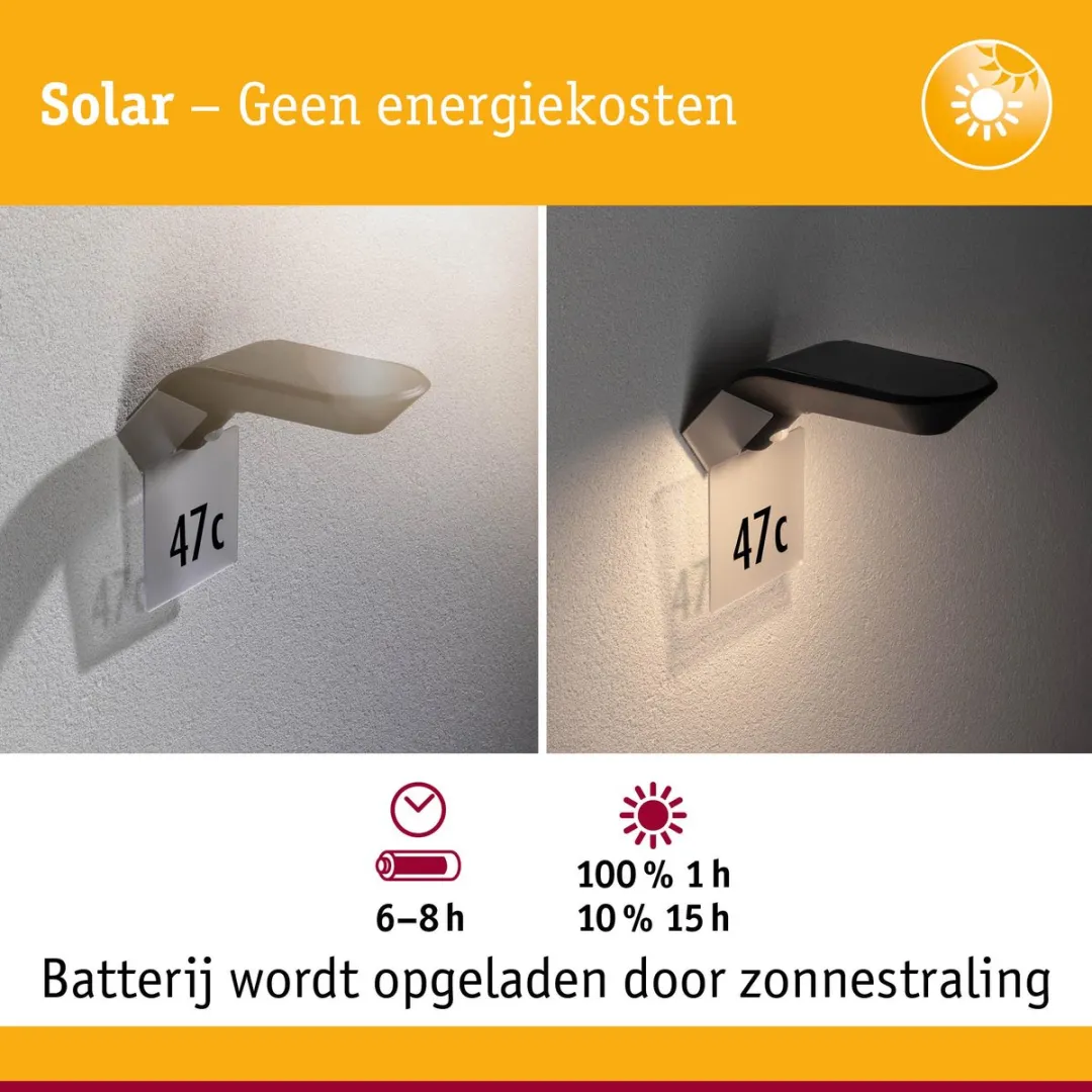 Paulmann Soley LED Huisnummerverlichting Bewegingsmelder IP44 3000K - afbeelding 6 van 6