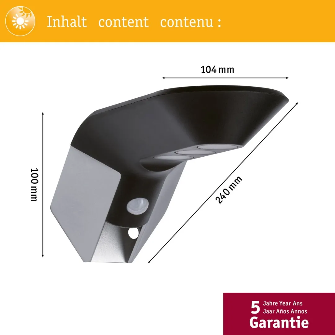 Paulmann Soley LED Huisnummerverlichting Bewegingsmelder IP44 3000K