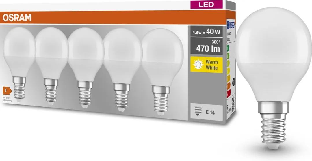 Osram LED Peertje E14 4,9W 470lm Warm Wit