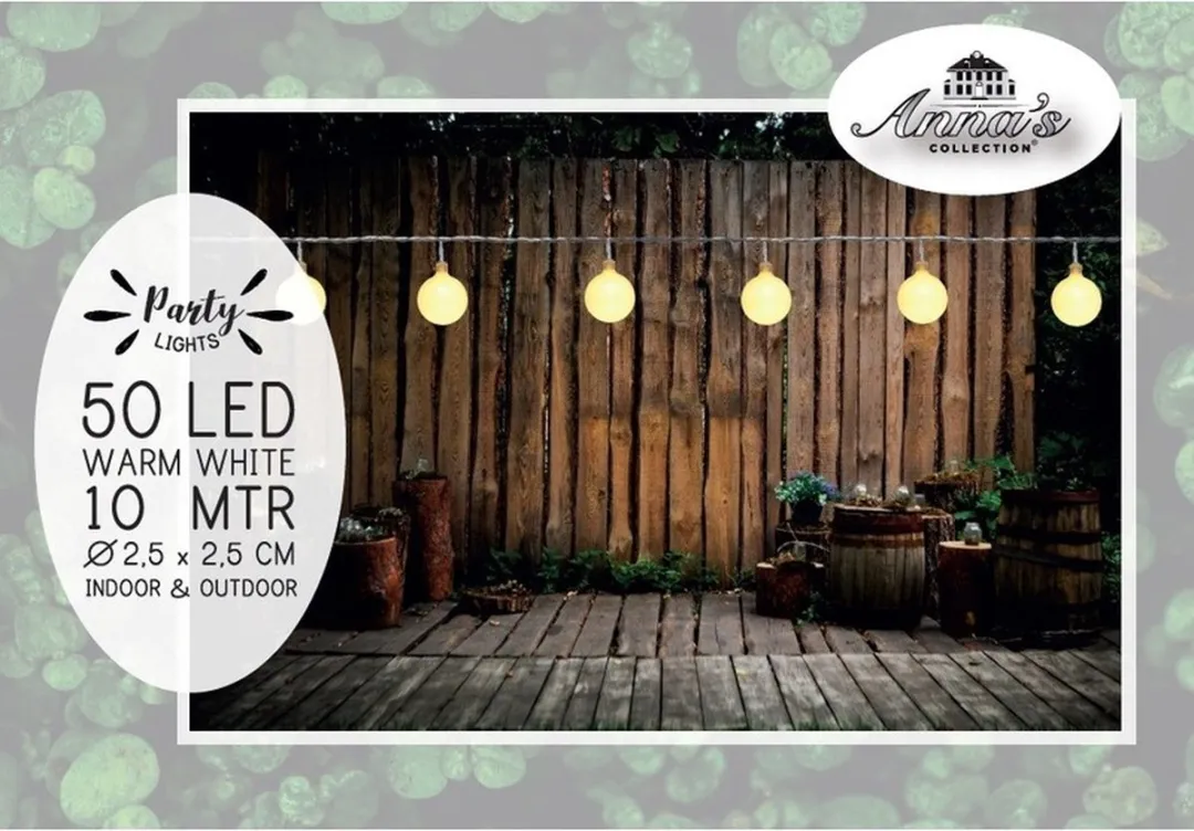 Anna's Collection Lichtsnoer 50 LED - 2x 10m - Warm Wit - Zwart