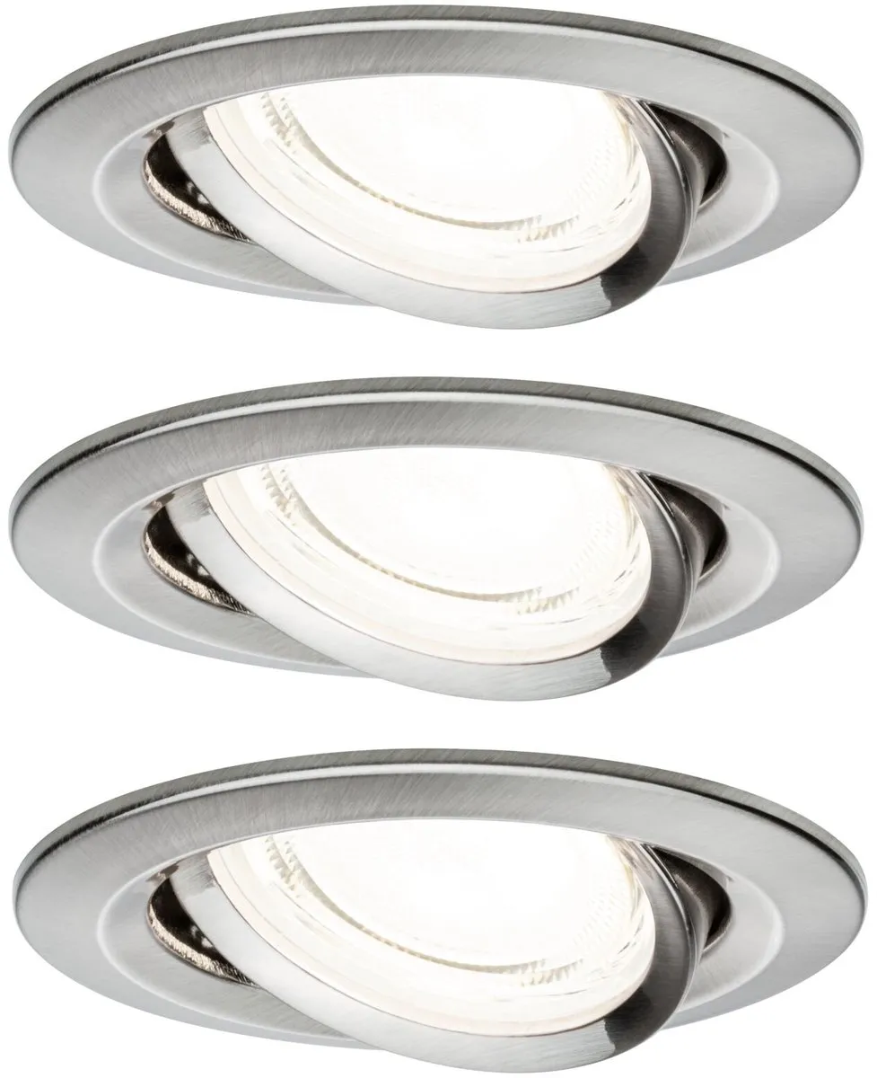 Paulmann Nova Coin LED-inbouwlamp 3x2,8W 505lm 84mm - 4000K Staal geborsteld
