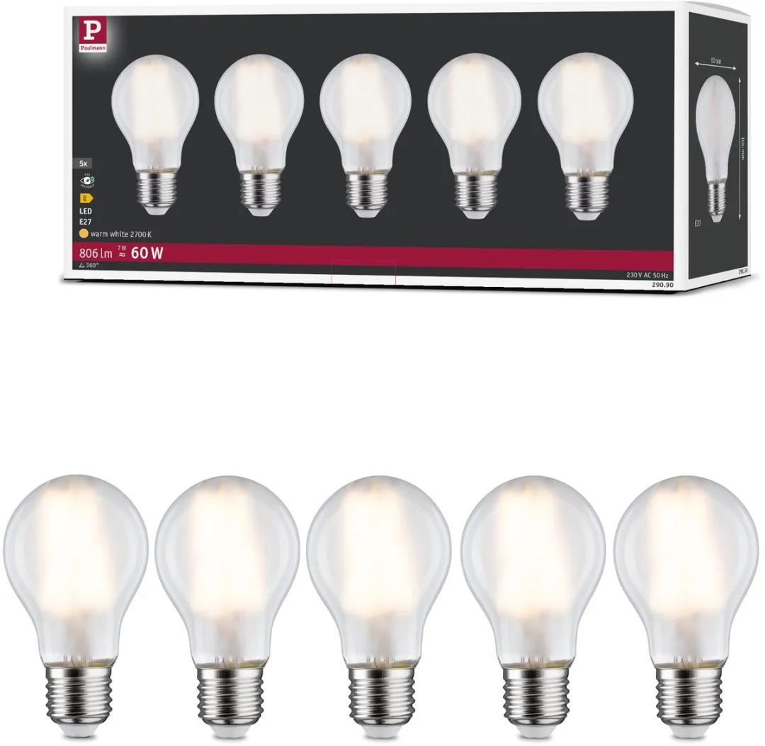 Paulmann Filament LED-gloeilamp E27 5x7W 806lm 2700K