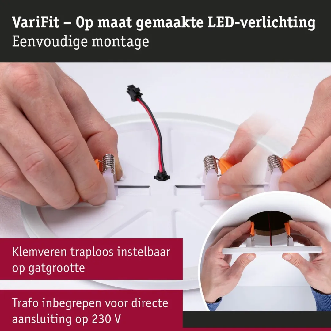 Paulmann VariFit LED-inbouwpaneel Zigbee 3.0 17W 1300lm Tunable White - Satijn Ø215mm