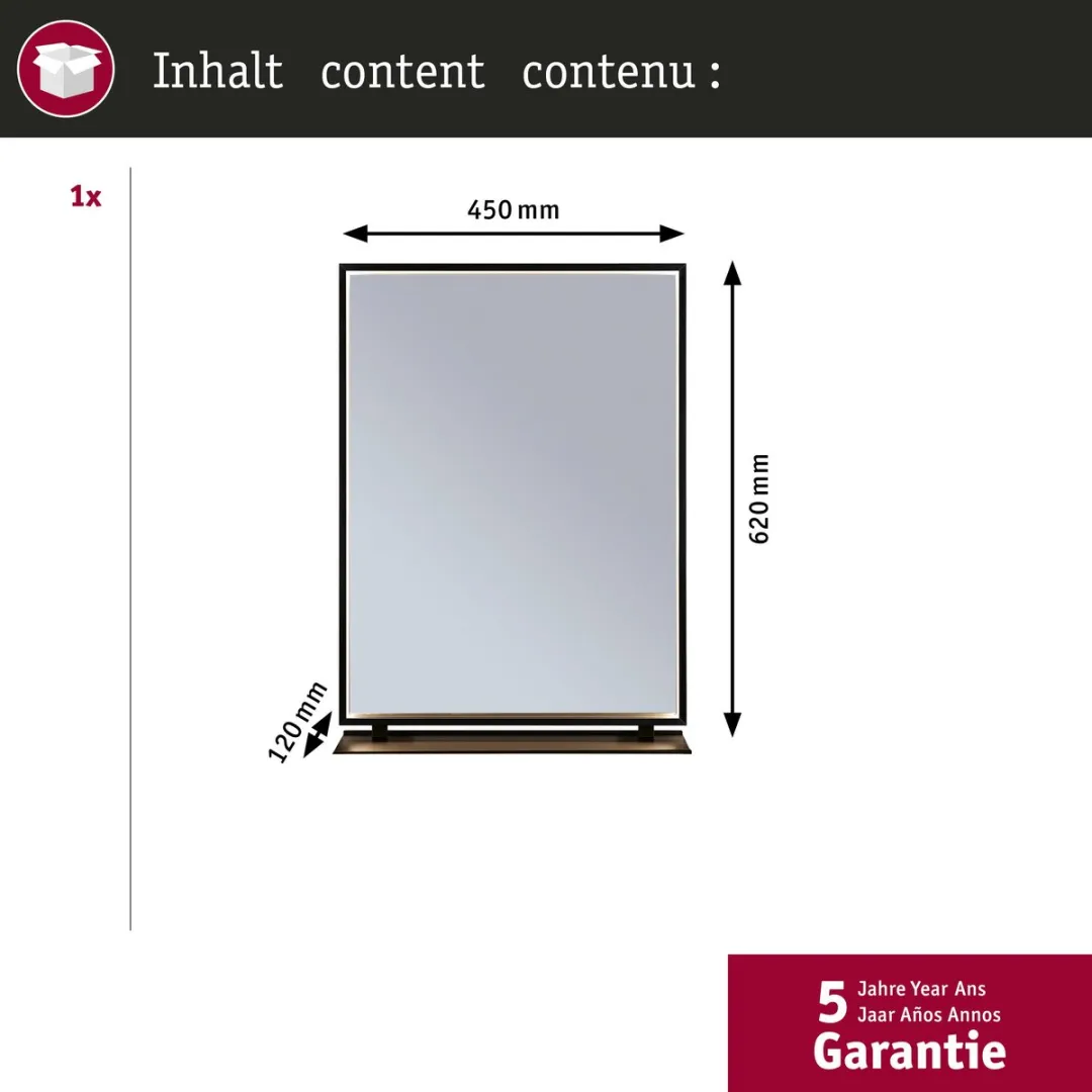 Paulmann LED-verlichte spiegel Miro IP44 Tunable White 46,6cm - Zwart mat - afbeelding 6 van 6