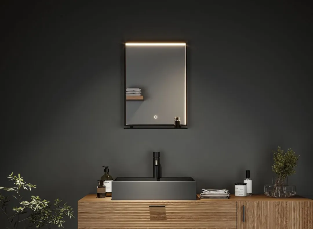 Paulmann LED-verlichte spiegel Miro IP44 Tunable White 46,6cm - Zwart mat