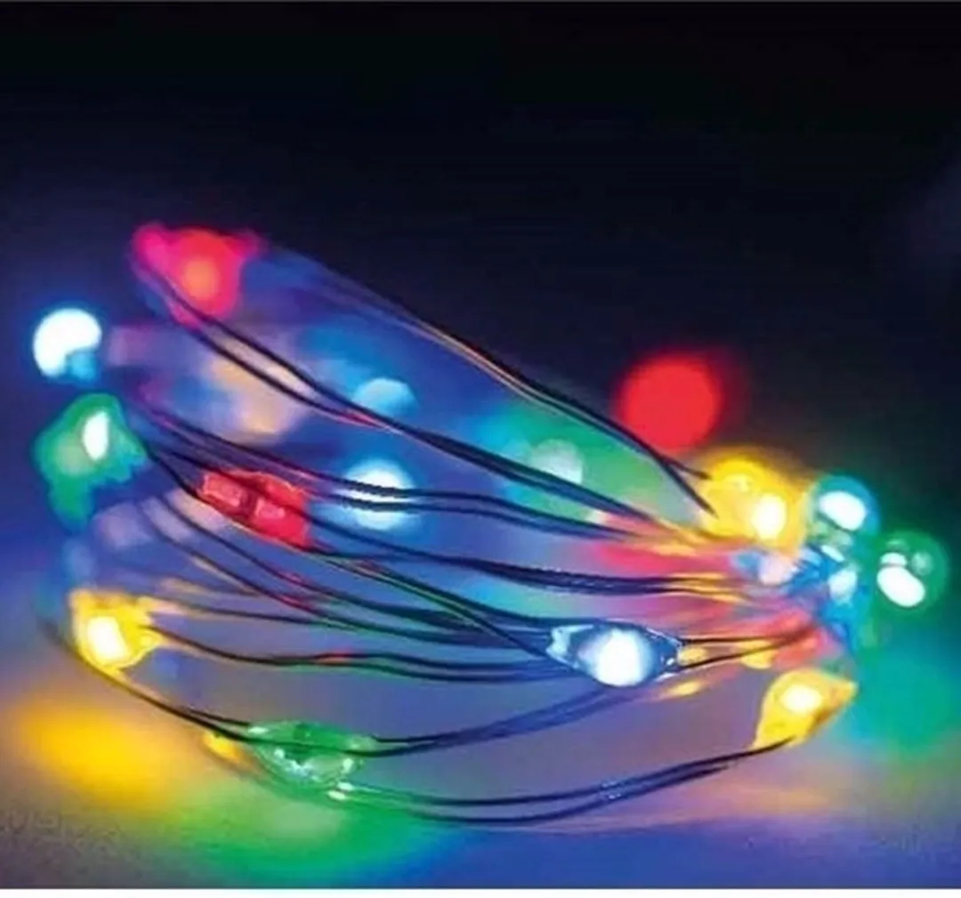 Lumineo Kerstverlichting 40 LED Multicolor - 95cm - Zilver - afbeelding 6 van 6