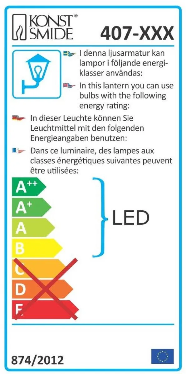Konstsmide 407-750 Wandverlichting Buiten - Zwart