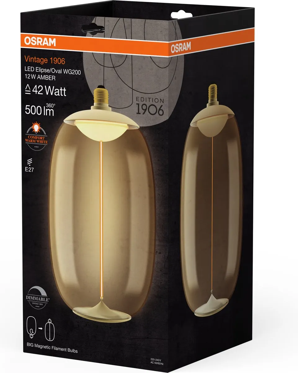 Osram Vintage 1906 Big Elipse Oval LED - 12W 500lm E27 - Warm wit