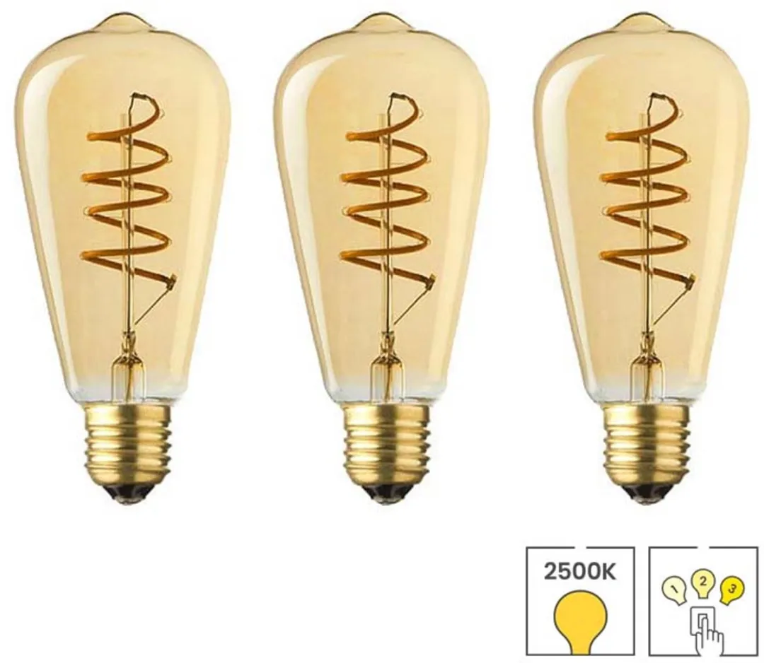 Lybardo E27 LED Lamp 3-pack - 3-staps Dimbaar 4W - Warmwit 2500K
