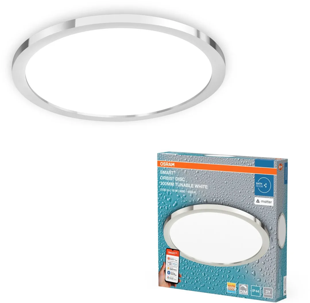 Osram SMART+ Matter Orbis Disc LED Badkamerlamp 18W 1400lm - Zilver