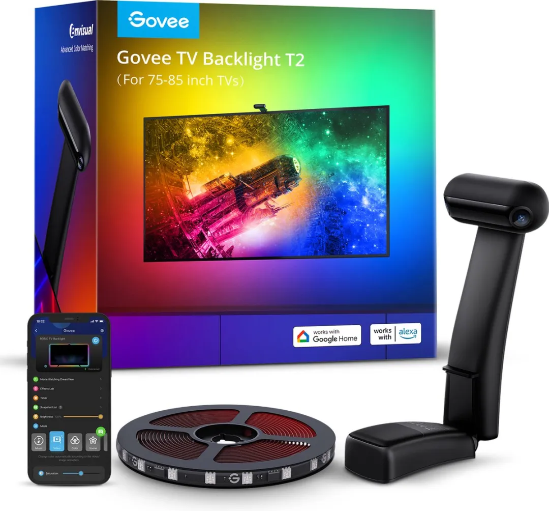 Govee TV Backlight T2 LED-strip 300 RGBIC - 75-85" - Zwart
