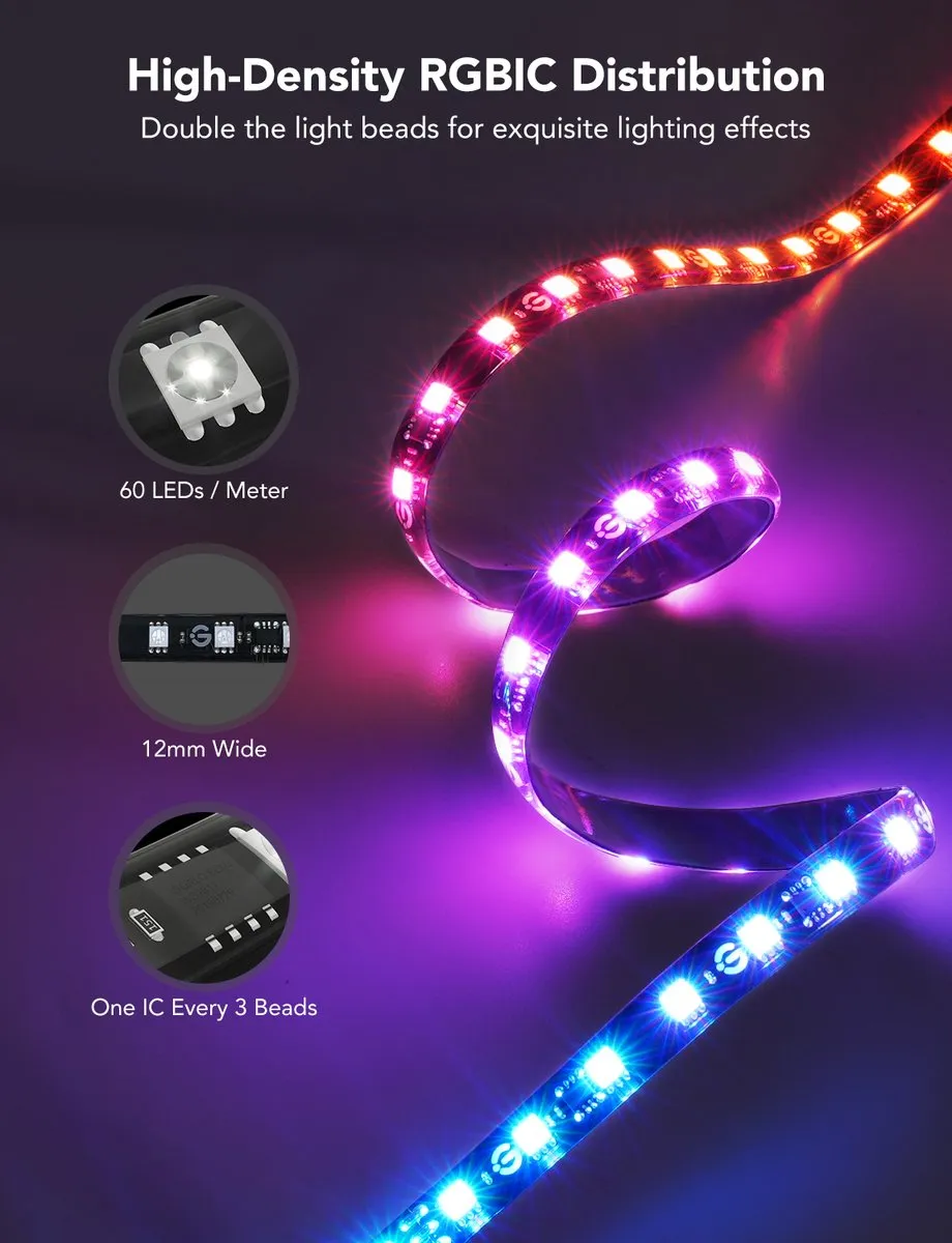 Govee TV Backlight T2 LED-strip 300 RGBIC - 75-85" - Zwart - afbeelding 6 van 6