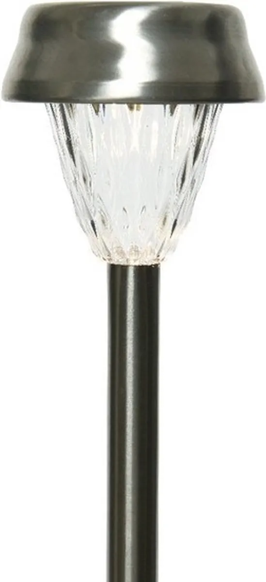 Lumineo Prikspot LED Zonne-energie Lantaarnstekers 8x - 24cm - RVS - Zilver