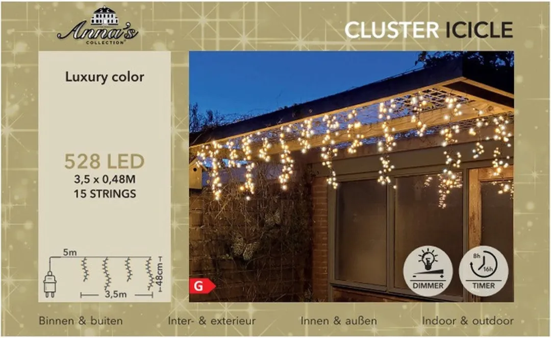 Anna's Collection IJspegelverlichting Lichtsnoer 528 Warm Wit 350cm