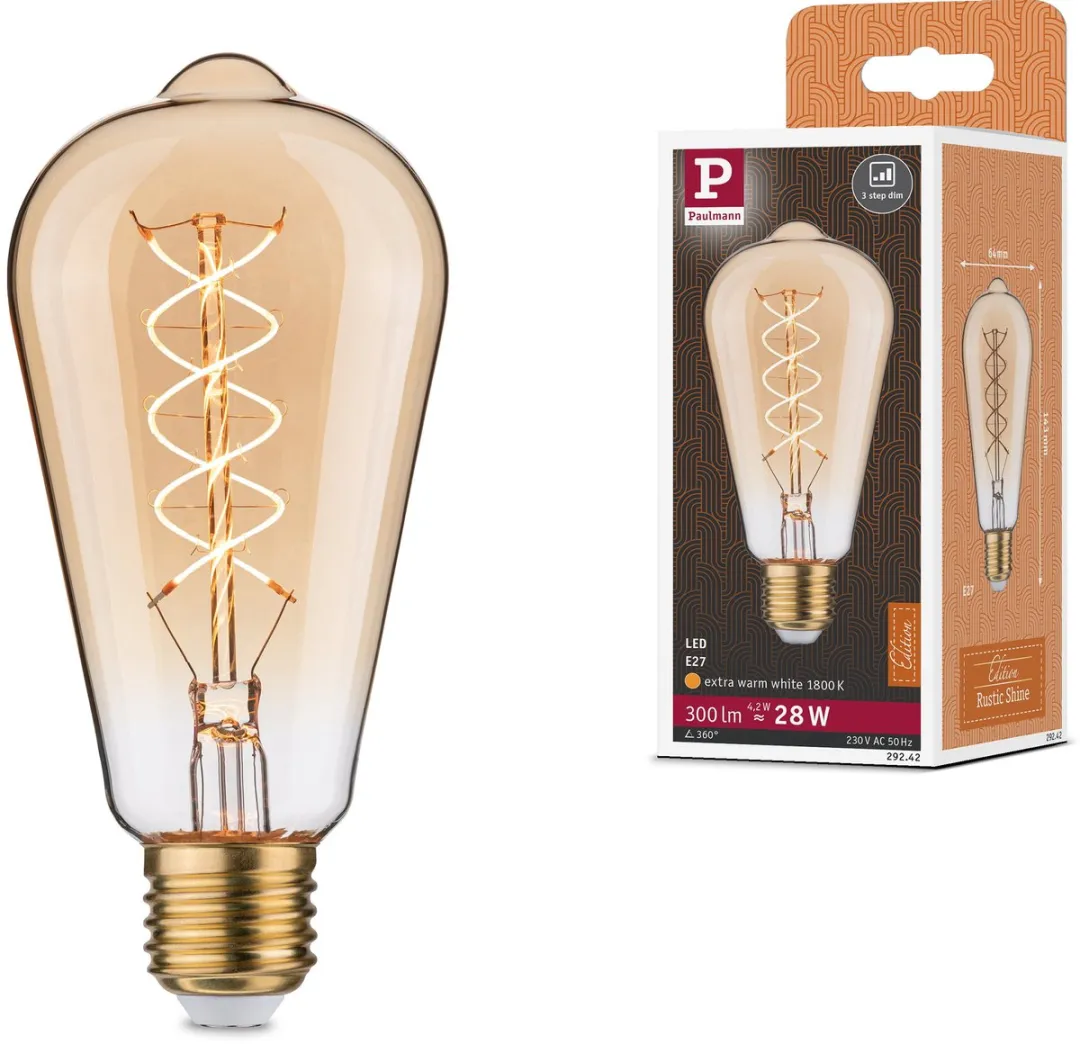 Paulmann Rustic Shine LED-kolf E27 300lm 4,2W 1800K