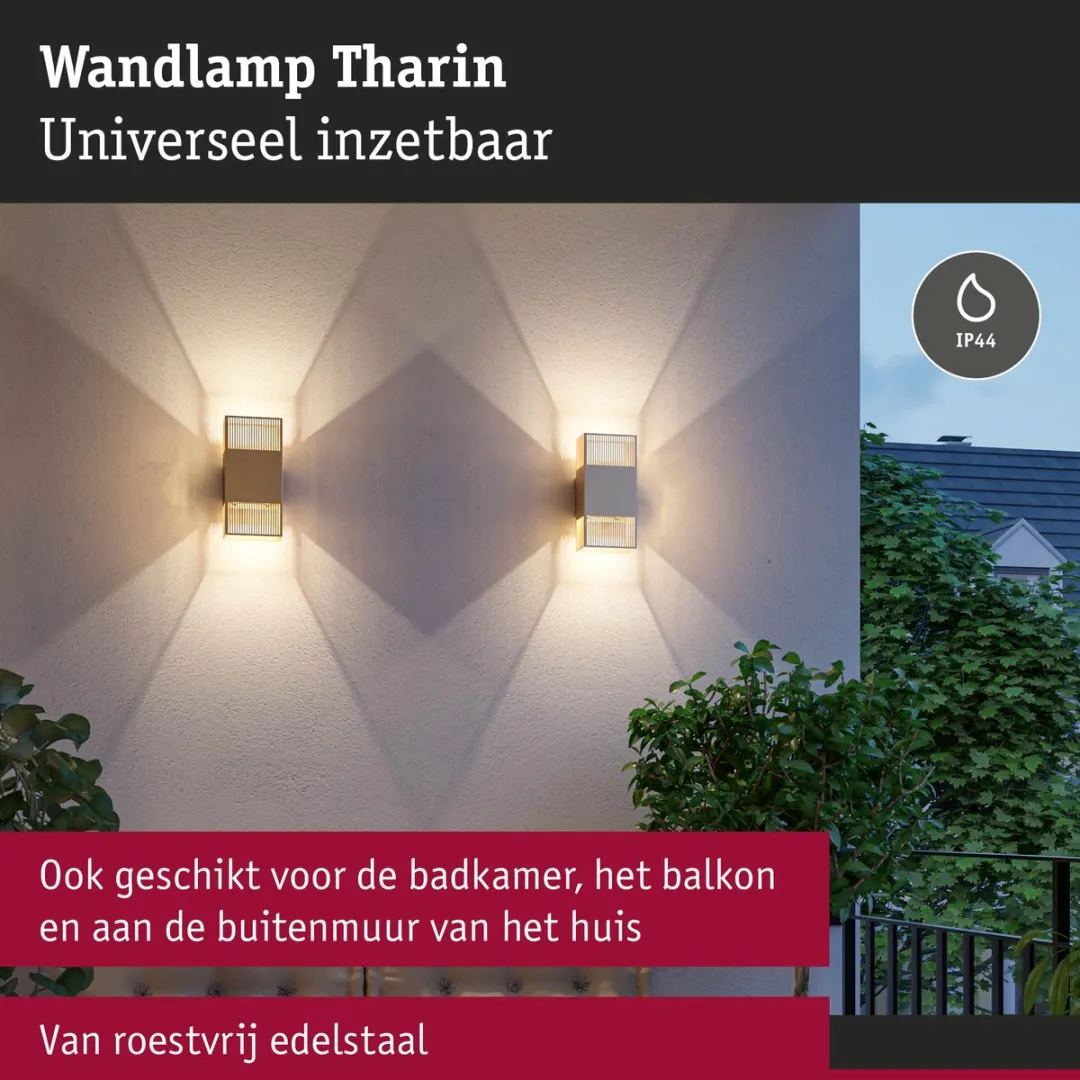 Paulmann LED Wandlamp Tharin IP44 2x3,7W Goud - afbeelding 6 van 6