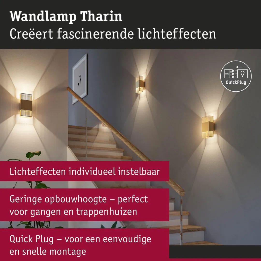 Paulmann LED Wandlamp Tharin IP44 2x3,7W Goud