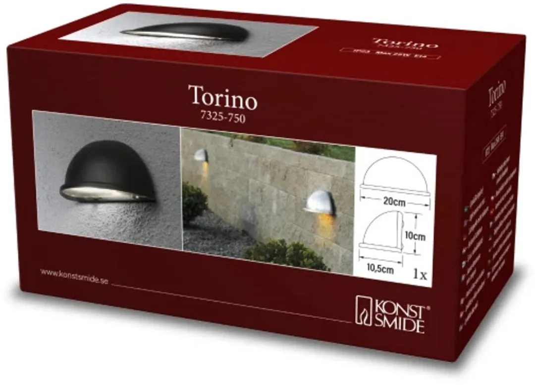 Konstsmide Torino Wandlamp Matzwart 25W