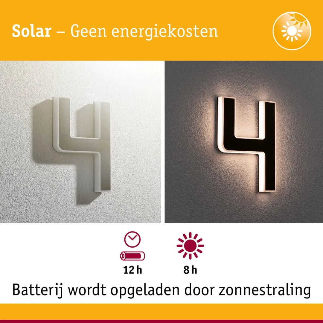 Paulmann Solar LED Huisnummerverlichting 6lm IP44 - Zwart