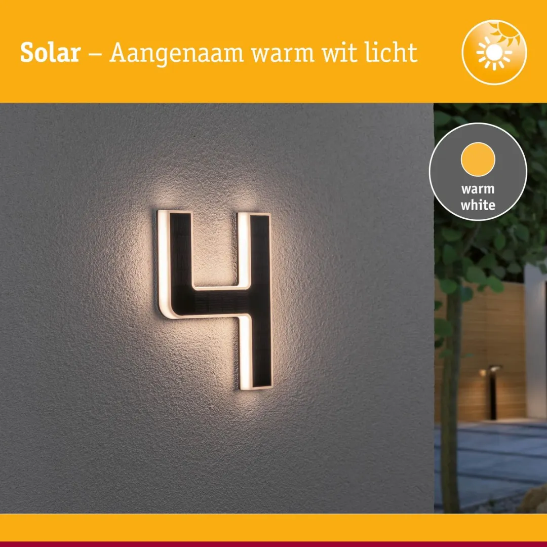 Paulmann Solar LED Huisnummerverlichting 6lm IP44 - Zwart - afbeelding 6 van 6