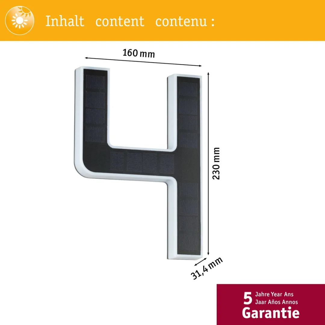 Paulmann Solar LED Huisnummerverlichting 6lm IP44 - Zwart