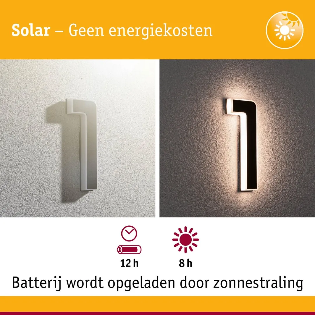 Paulmann Solar LED Huisnummerverlichting 6lm IP44 - Zwart - afbeelding 6 van 6